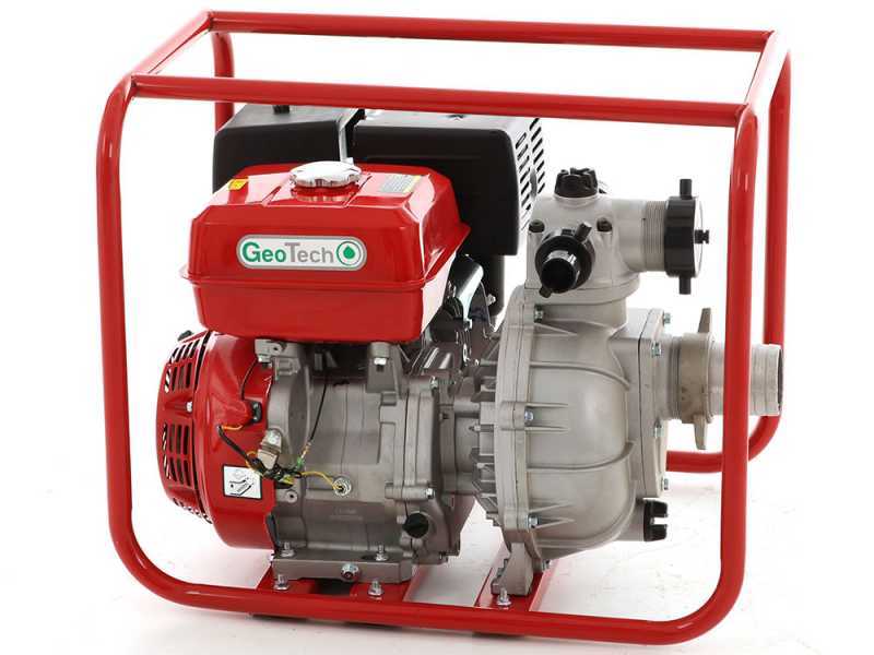 Selbstansaugende Benzin Motorpumpe GeoTech LHP80, Anschl&uuml;sse 80 mm - 3&quot; - selbstansaugend - 13 PS
