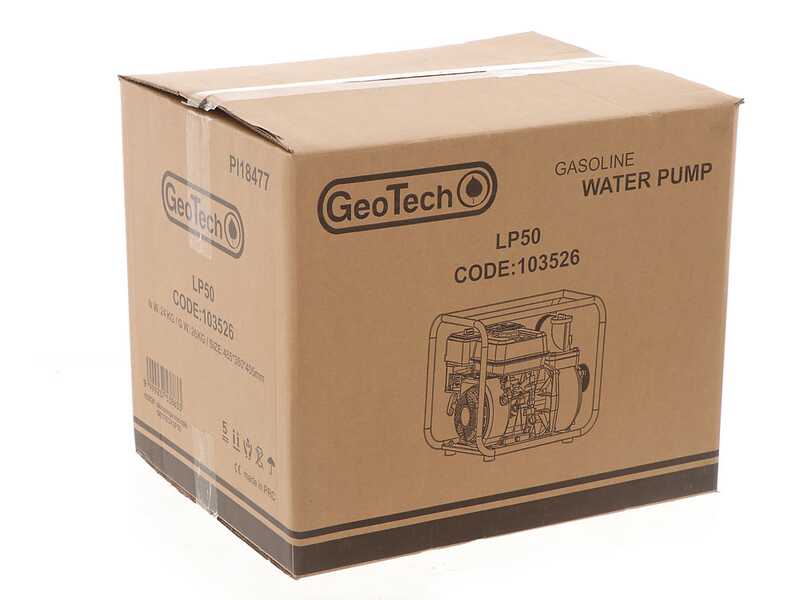 Selbstansaugende Benzin Motorpumpe GeoTech LTP80 f&uuml;r Schmutzwasser, Anschl&uuml;sse 80 mm