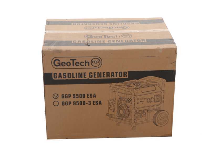 GeoTech Pro GGP 9500 ESA - Benzin-Stromerzeuger mit R&auml;dern und AVR-Regelung und Elektrostarter 7.9 kW - Dauerleistung 7.5 kW einphasig
