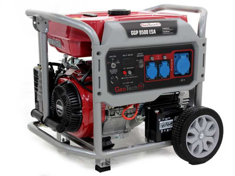 GeoTech Pro GGP 9500 ESA - Stromerzeuger 230V einphasig  - 7,5 kW - mit R&auml;dern - mit E-Starter
