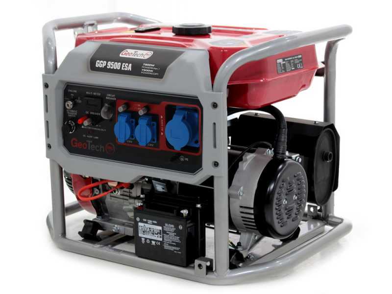GeoTech Pro GGP 9500 ESA - Stromerzeuger 230V einphasig  - 7,5 kW - mit R&auml;dern - mit E-Starter