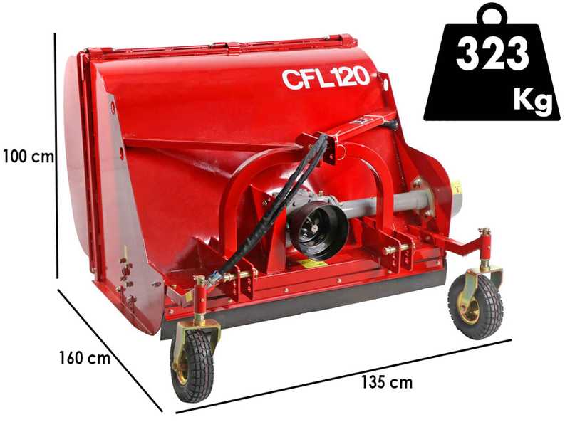 Mulcher f&uuml;r Traktor mit Auffangbeh&auml;lter GeoTech Pro CFL120 - Wiesenmulcher
