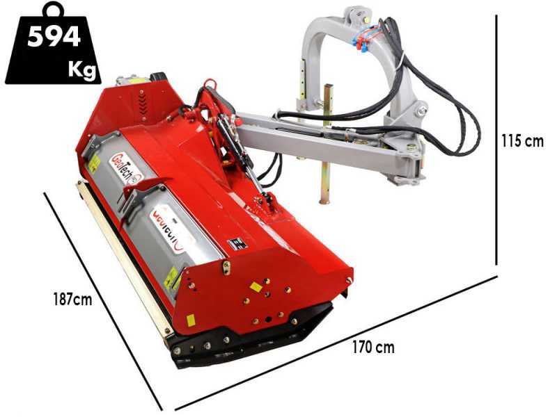 Seitlicher B&ouml;schungsmulcher mit Arm f&uuml;r Traktor, mittelschwere Baureihe GeoTech-Pro AMRB140