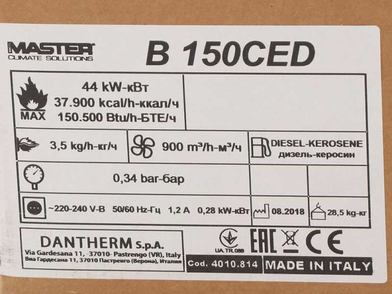 Master mod. B 150 CED - Diesel Luftheizger&auml;t - direkte Z&uuml;ndung