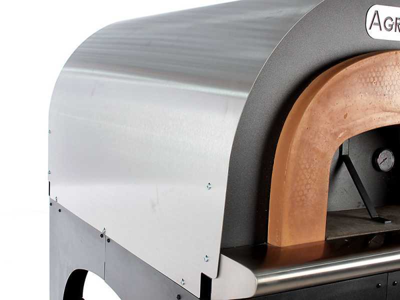 AgriEuro Cibus Inox 1000 - Edelstahl Holzbackofen f&uuml;r drau&szlig;en - mit Backraum &Oslash; 100 - Backf&auml;higkeit: 6 Pizzen