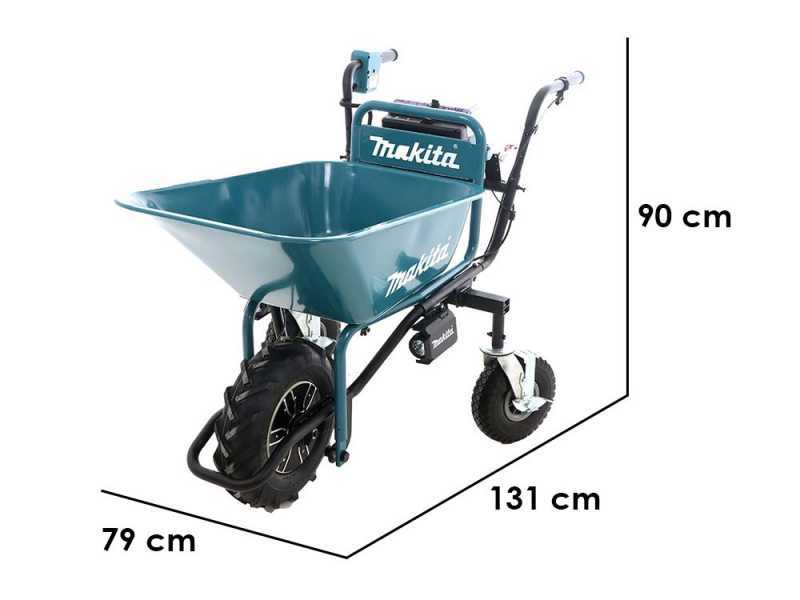 Makita DCU180 - Batteriebetriebene Motorschubkarre auf R&auml;dern - mit Wanne - Akku 5Ah/18V(2x18v)