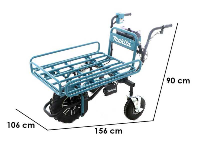 Makita DCU180 - Batteriebetriebene Motorschubkarre auf R&auml;dern - mit Rohrrahmen - Akku 5Ah/18V(2x18v)