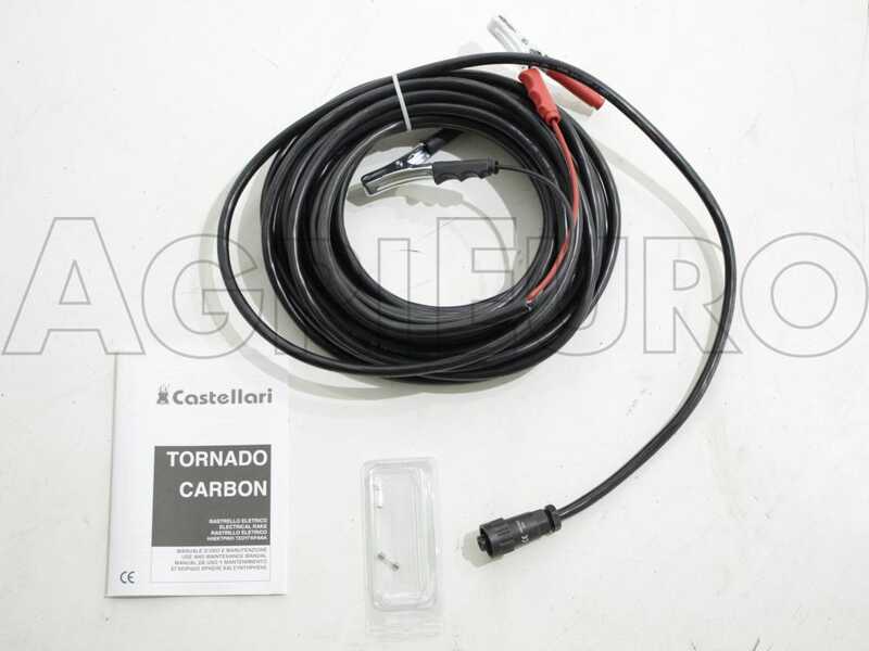 Castellari Tornado Carbon L V3 - Akku Olivenr&uuml;ttler Autobatterie mit Anschlusskabel - Teleskopschaft 230/330