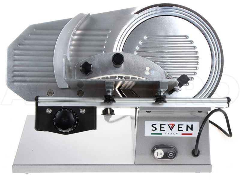 Seven Italy PS 250 PRO-Silver Aufschnittmaschine - Messer 250 mm - Schleifaufsatz im Lieferumfang - 180 Watt