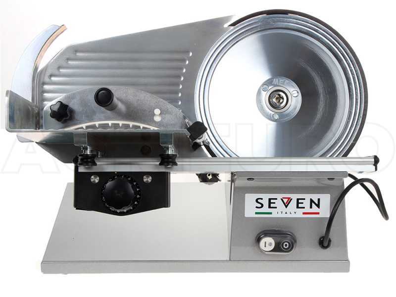 Seven Italy PS 220 PRO Silver - Aufschnittmaschine mit Messer 220 mm - Schleifaufsatz im Lieferumfang - 160 W