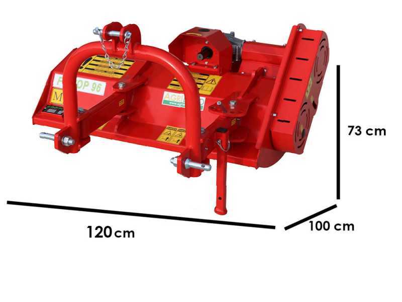 Mulcher f&uuml;r Traktor mittelleichte Baureihe AgriEuro Fu TOP 112 M - Handgef&uuml;hrte Verschiebung - 16 Hammerschlegel