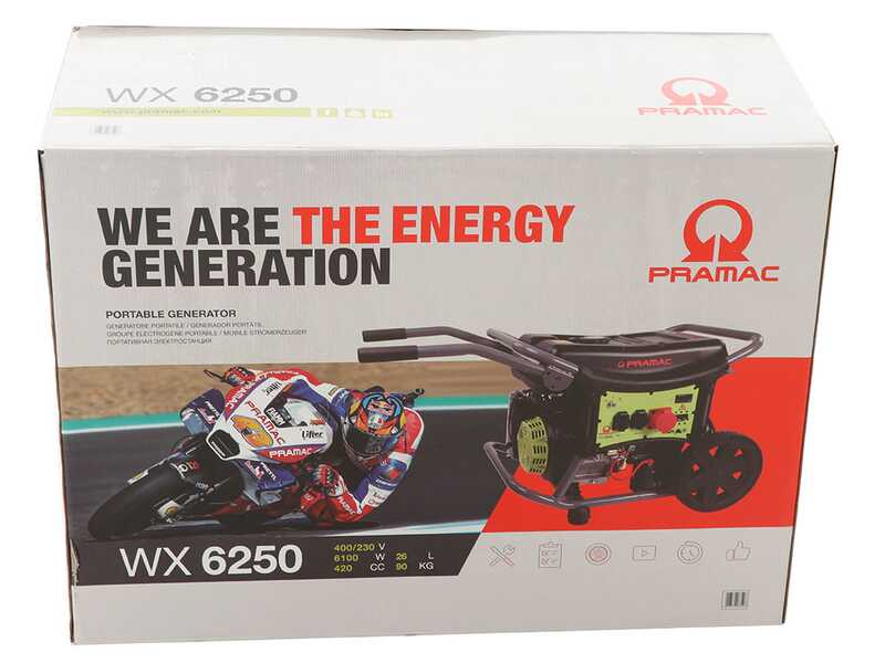 Pramac WX 6250 ES - Benzin Stromerzeuger mit R&auml;dern 6.1 kW - Dauerleistung 5.5 kW - 400V 