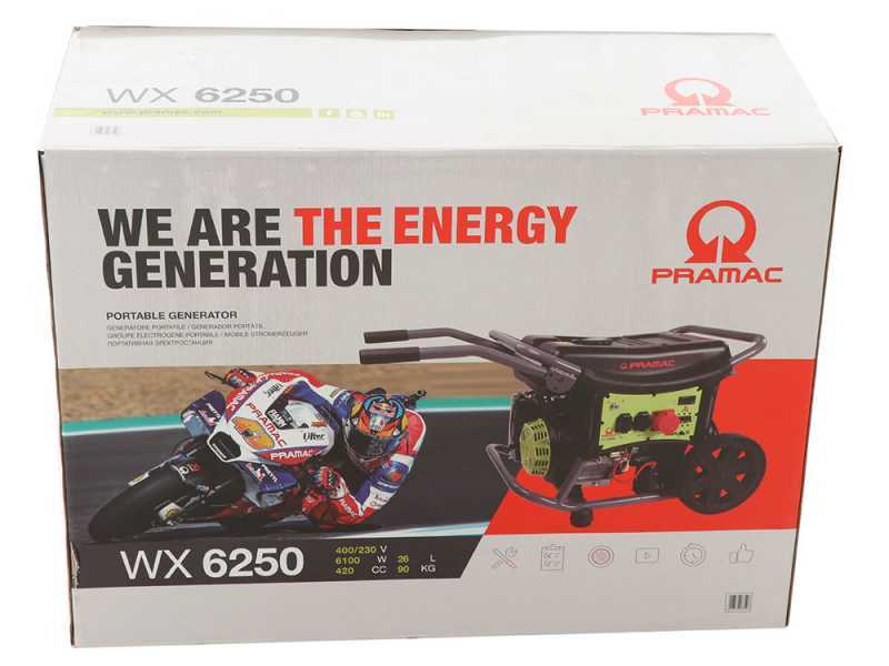 Pramac WX 6250 ES - Benzin Stromerzeuger mit R&auml;dern 6.1 kW - Dauerleistung 5.5 kW dreiphasig