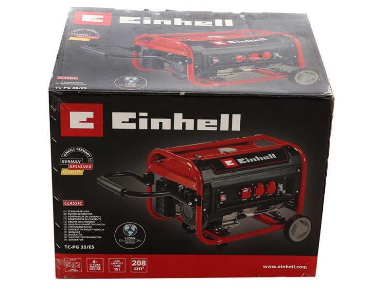 Einhell TC-PG 35/E5 - Benzin-Stromerzeuger auf R&auml;dern mit AVR-Regelung 3.1 kW - Dauerleistung 2.6 kW - 230V