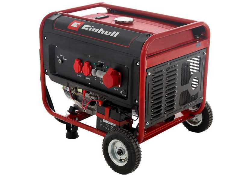 Einhell TC-PG 55/E5 - Benzin-Stromerzeuger mit R&auml;dern und AVR-Regelung 5.5 kW - Dauerleistung 3.6 kW - 400V