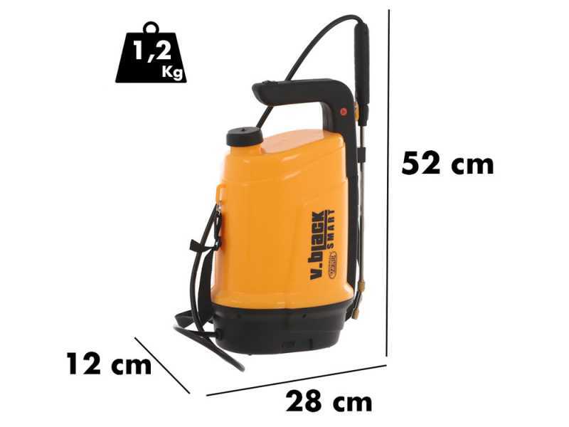 Akku-R&uuml;ckenspritze Volpi V-BLACK SMART - max 2 bar mit Lithium-Batterie - 5 Liter
