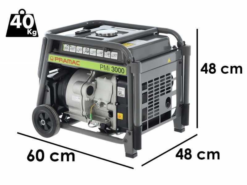 Pramac PMI3000 - Inverter-Stromerzeuger mit R&auml;dern 3 kW - Dauerleistung 2.8 kW - 230V