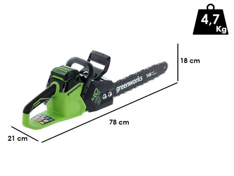 Greenworks GD40CS18 - Akku-Kettens&auml;ge 40V 4Ah - Schwert 40 cm