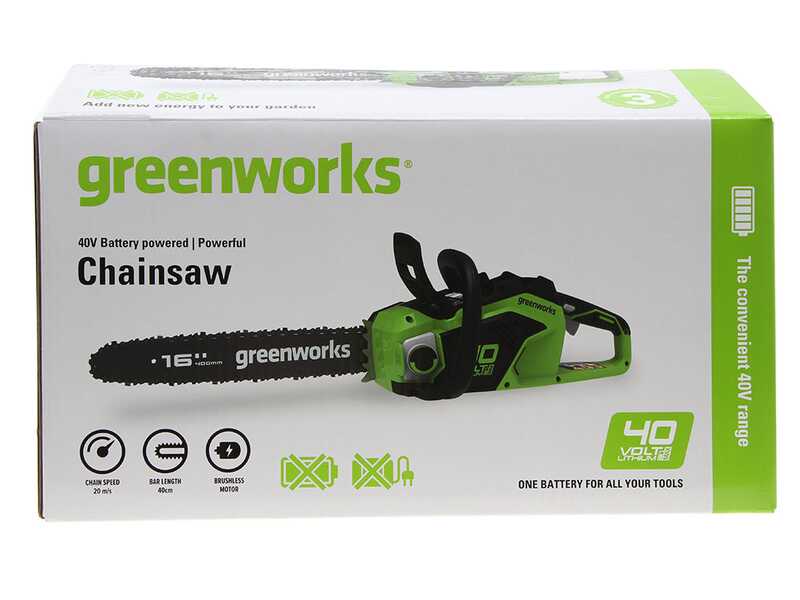 Greenworks GD40CS18 - Akku-Kettens&auml;ge 40V 4Ah - Schwert 40 cm
