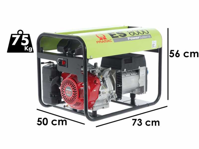 Pramac ES 8000 -  Benzin-Stromerzeuger mit AVR-Regelung 6.6 kW - Dauerleistung 6.6 kW - 400V