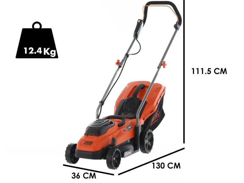 Black &amp; Decker BCMW3318L2-QW Akku-Rasenm&auml;her - 2x18V/2.5Ah - 33 cm Schnittbreite