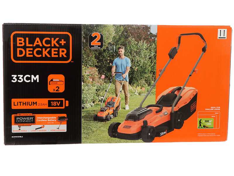 Black &amp; Decker BCMW3318L2-QW Akku-Rasenm&auml;her - 2x18V/2.5Ah - 33 cm Schnittbreite