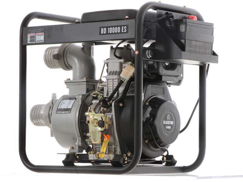 Diesel Wasserpumpe Blackstone BD 10000ES, Anschl&uuml;sse 100 mm - 4&quot;, Elektrostart - 14-L-Tank - Euro 5