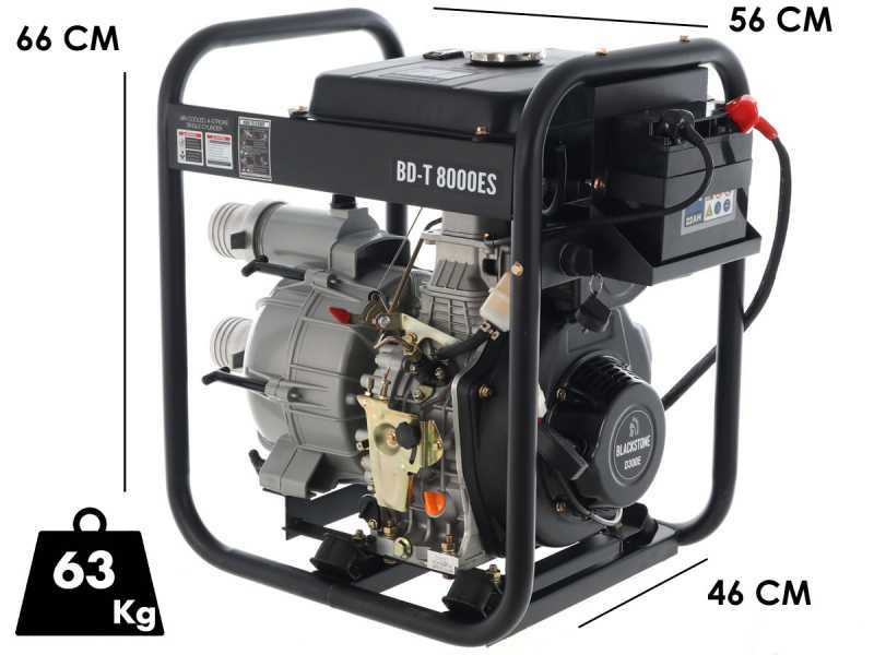 Diesel Wasserpumpe Blackstone BD-T 8000ES f&uuml;r Schmutzwasser mit Anschl&uuml;sse 80 mm - Euro 5