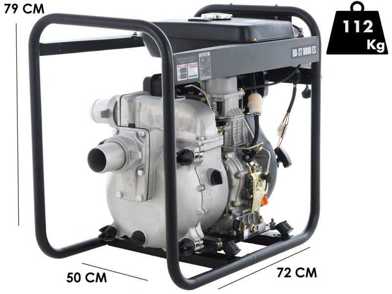 Diesel Wasserpumpe Blackstone BD-ST 8000ES f&uuml;r Schmutzwasser mit Anschl&uuml;sse 80 mm - Euro 5