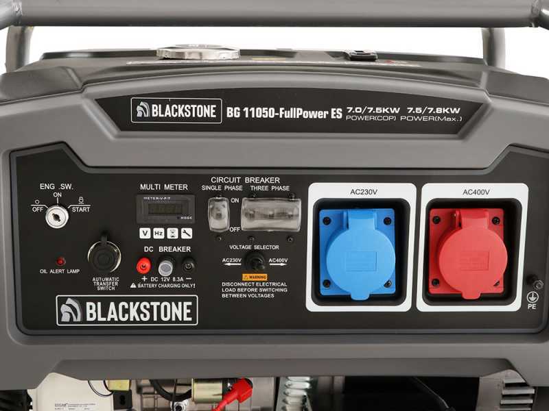 Blackstone BG 11050 - Benzin-Stromerzeuger mit R&auml;dern und AVR-Regelung 7.8 kW - Dauerleistung 7.5 kW Full-Power