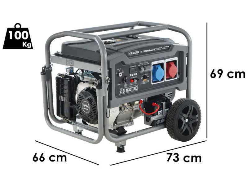 Blackstone BG 11050 - Benzin-Stromerzeuger mit R&auml;dern und AVR-Regelung 7.8 kW - Dauerleistung 7.5 kW Full-Power