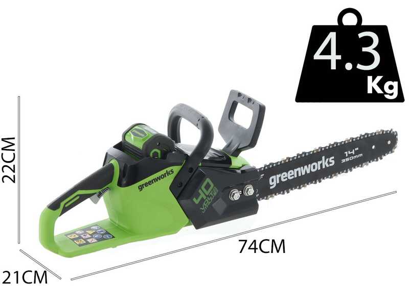 Akku-Kettens&auml;ge Greenworks GD40CS15 - Schwert 35 cm - AKKU UND LADEGER&Auml;T NICHT IM LIEFERUMFANG ENTHALTEN