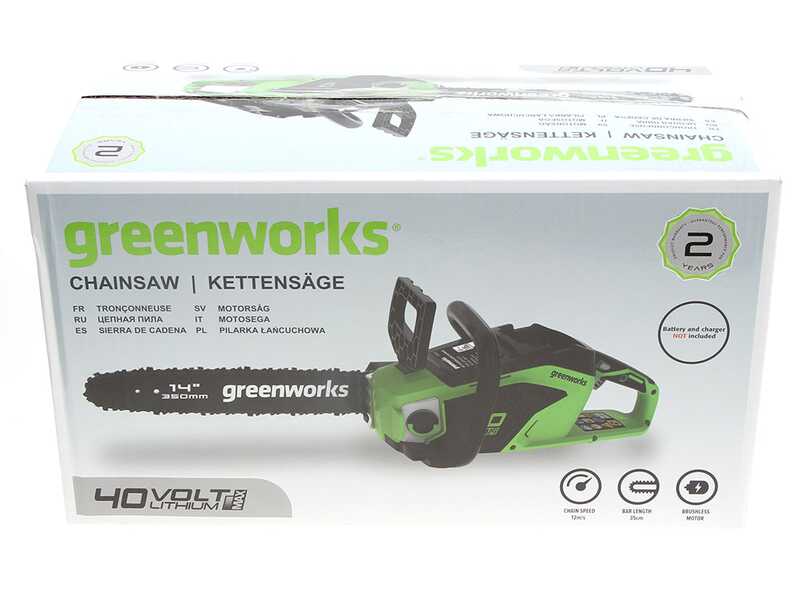 Akku-Kettens&auml;ge Greenworks GD40CS15 - Schwert 35 cm - AKKU UND LADEGER&Auml;T NICHT IM LIEFERUMFANG ENTHALTEN