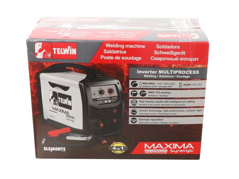 Inverter-Drahtschwei&szlig;ger&auml;t Telwin Maxima 200 Synergic - f&uuml;r MIG-MAG/FLUX/BRAZING/MMA/TIG DC- LIFT - GAS/NO GAS