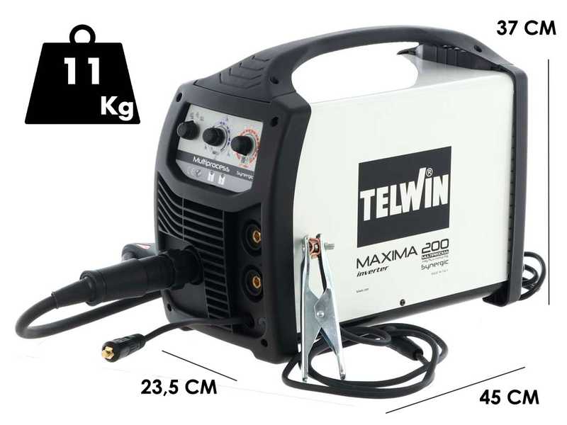 Inverter-Drahtschwei&szlig;ger&auml;t Telwin Maxima 200 Synergic - f&uuml;r MIG-MAG/FLUX/BRAZING/MMA/TIG DC- LIFT - GAS/NO GAS