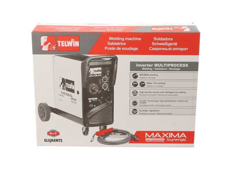 Inverter-Drahtschwei&szlig;ger&auml;t Telwin  Maxima 230 Synergic - f&uuml;r MIG-MAG/FLUX/BRAZING/MMA/TIG DC- LIFT - GAS/NO GAS