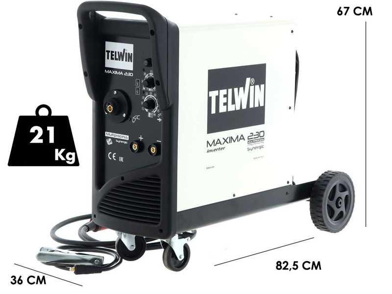 Inverter-Drahtschwei&szlig;ger&auml;t Telwin  Maxima 230 Synergic - f&uuml;r MIG-MAG/FLUX/BRAZING/MMA/TIG DC- LIFT - GAS/NO GAS