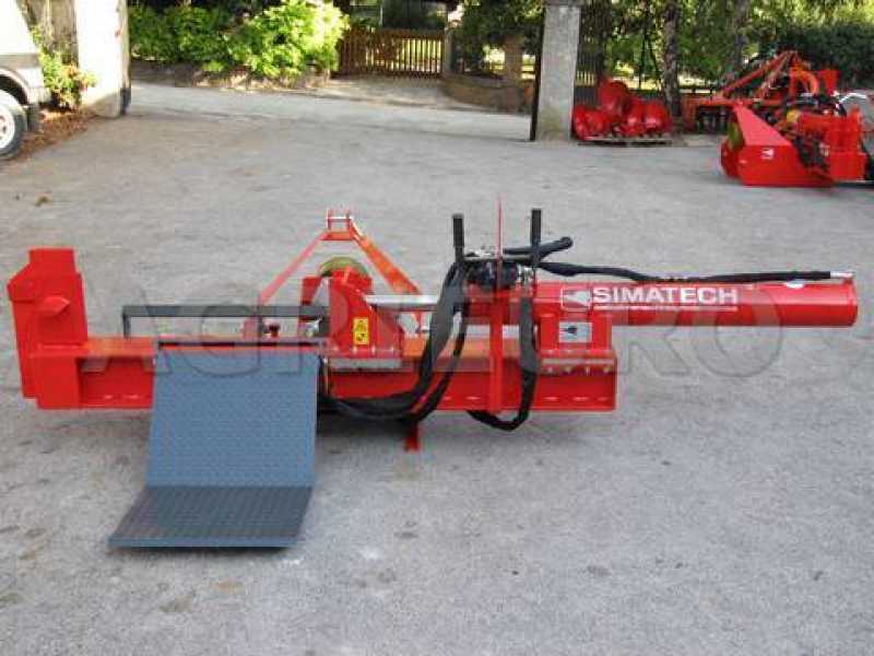 Liegender Holzspalter f&uuml;r Traktor Simatech, 35 T, Kolbenhub 1200, hydraulischer Lader ST 350