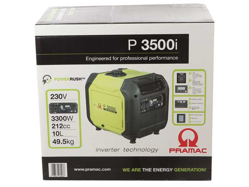 Pramac P3500I - Leiser Benzin Inverter-Stromerzeuger 3.3 kW - Dauerleistung 3 kW einphasig