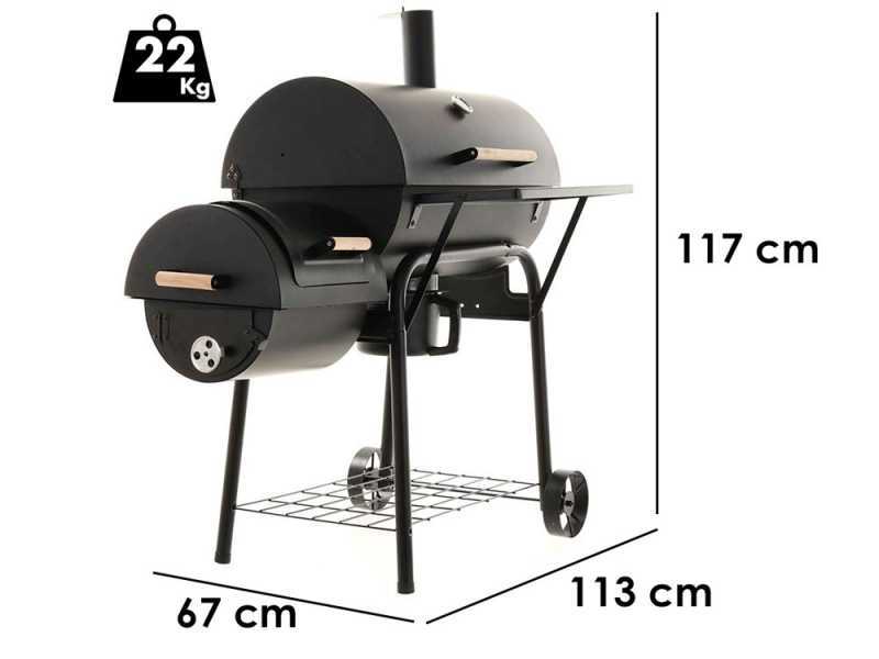 CB 650-2 Royal Food - Kohlegrill mit Grillrost aus Edelstahl und R&auml;ucherkammer - Kochfl&auml;che 64,5x37x5 cm