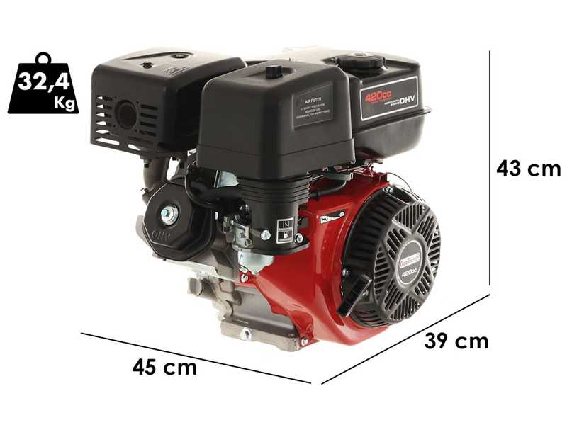 Einzylinder-4-Takt-Benzinmotor GeoTech-Pro 420 ccm mit horizontaler Antriebswelle - E-Starter