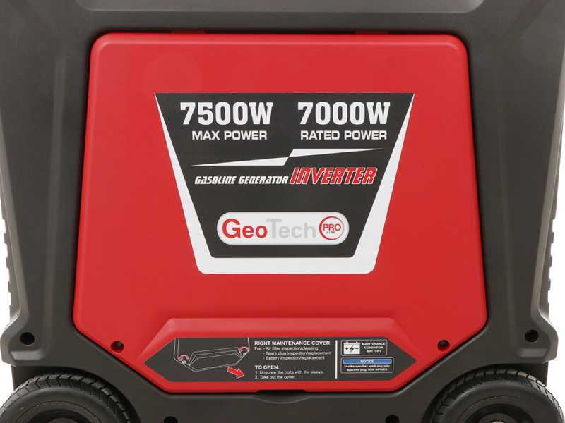 Geotech-Pro PTGA 9000 - Leiser Benzin-Stromerzeuger mit AVR-Regelung 7.5 kW - Dauerleistung 7 kW einphasig