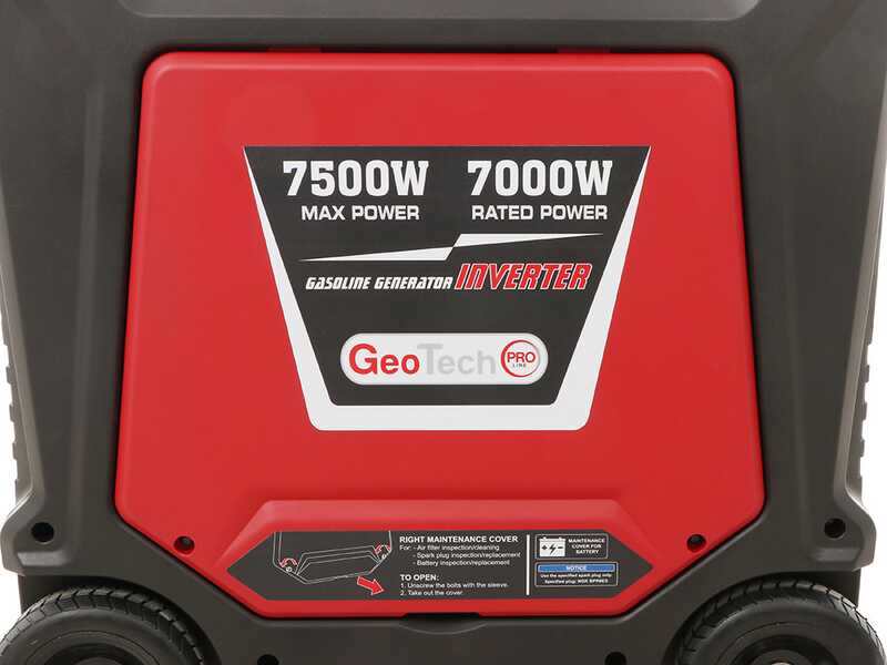 Geotech-Pro PTGA 9000 - Leiser Benzin-Stromerzeuger mit R&auml;dern 7.5 kW - Dauerleistung 7 kW - 230V