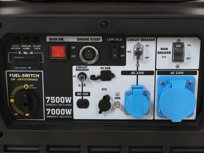 Geotech-Pro PTGA 9000 - Leiser Benzin Inverter-Stromerzeuger mit AVR-Regelung 7.5 kW - Dauerleistung 7.5 kW - 230V+ ATS