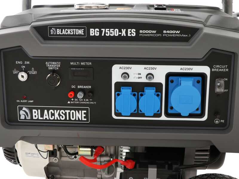Blackstone BG 7550-X ES - Benzin-Stromerzeuger mit R&auml;dern und AVR-Regelung 5.4 kW - Dauerleistung 5 kW - 230V + ATS