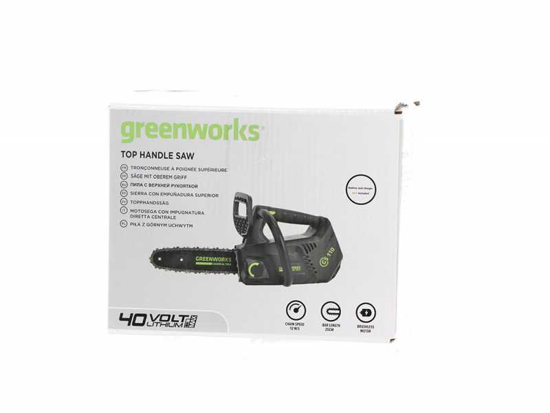 Akku-Kettens&auml;ge Greenworks GD40TCS 40V - Akku 40V - Schiene 25 cm