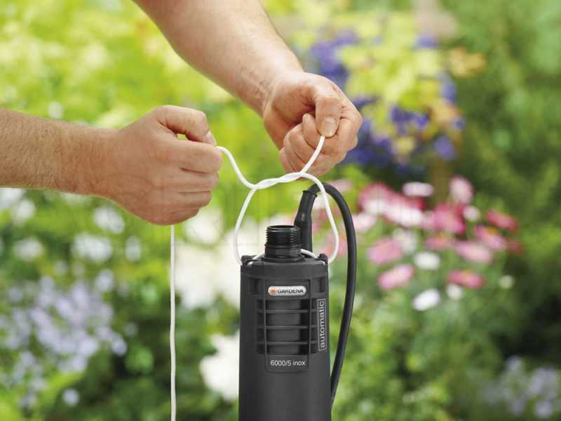 Gardena 6000/5 Inox Automatic - Tiefbrunnenpumpe f&uuml;r klares Wasser - eingebauter Schwimmer