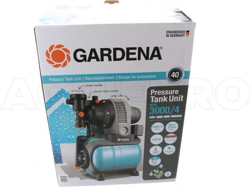 Hauswasserwerk Gardena 3000/4 Eco - 2800 l/h - 650W - Edelstahl