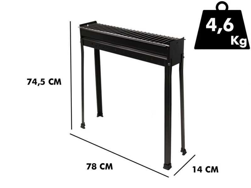 Seven Italy BBQ-80 Classic - Holzkohle-Bratrost f&uuml;r Lammspie&szlig;e - 80x15cm