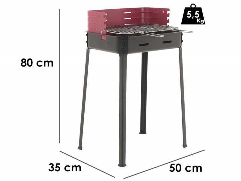 Seven Italy Flavia s/r 45 - Handgefertigter Eisen-Holzkohlegrill - 45,5x29,5cm